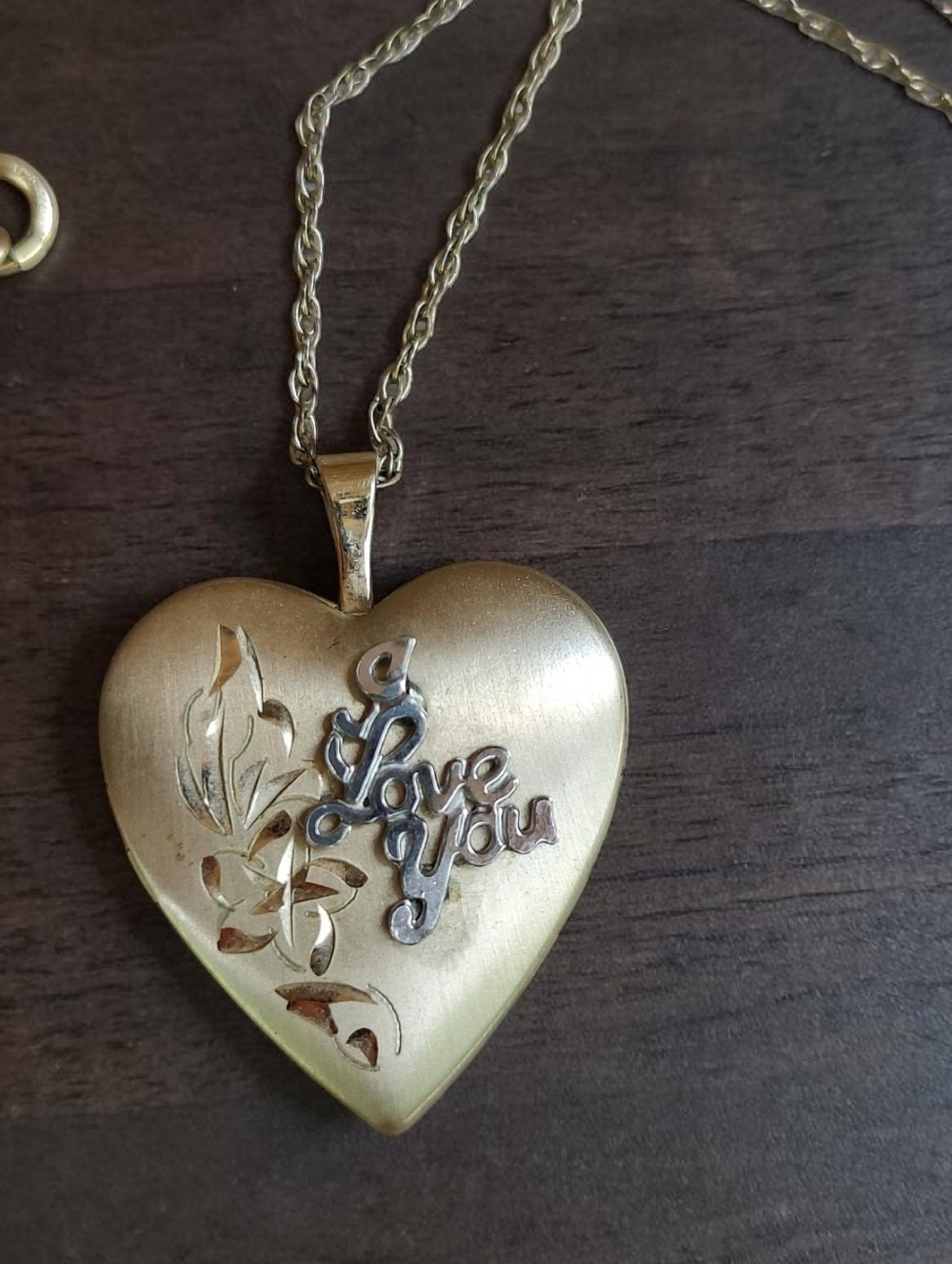 Vintage 14K GF I Love You Heart Locket Pendant Necklace